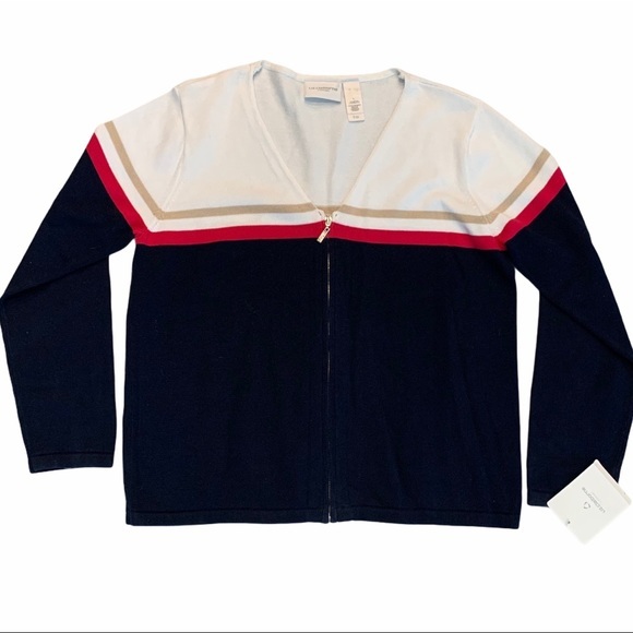 NWT LIZ CLAIBORNE LIZ SPORT Zipper Sweater Size L